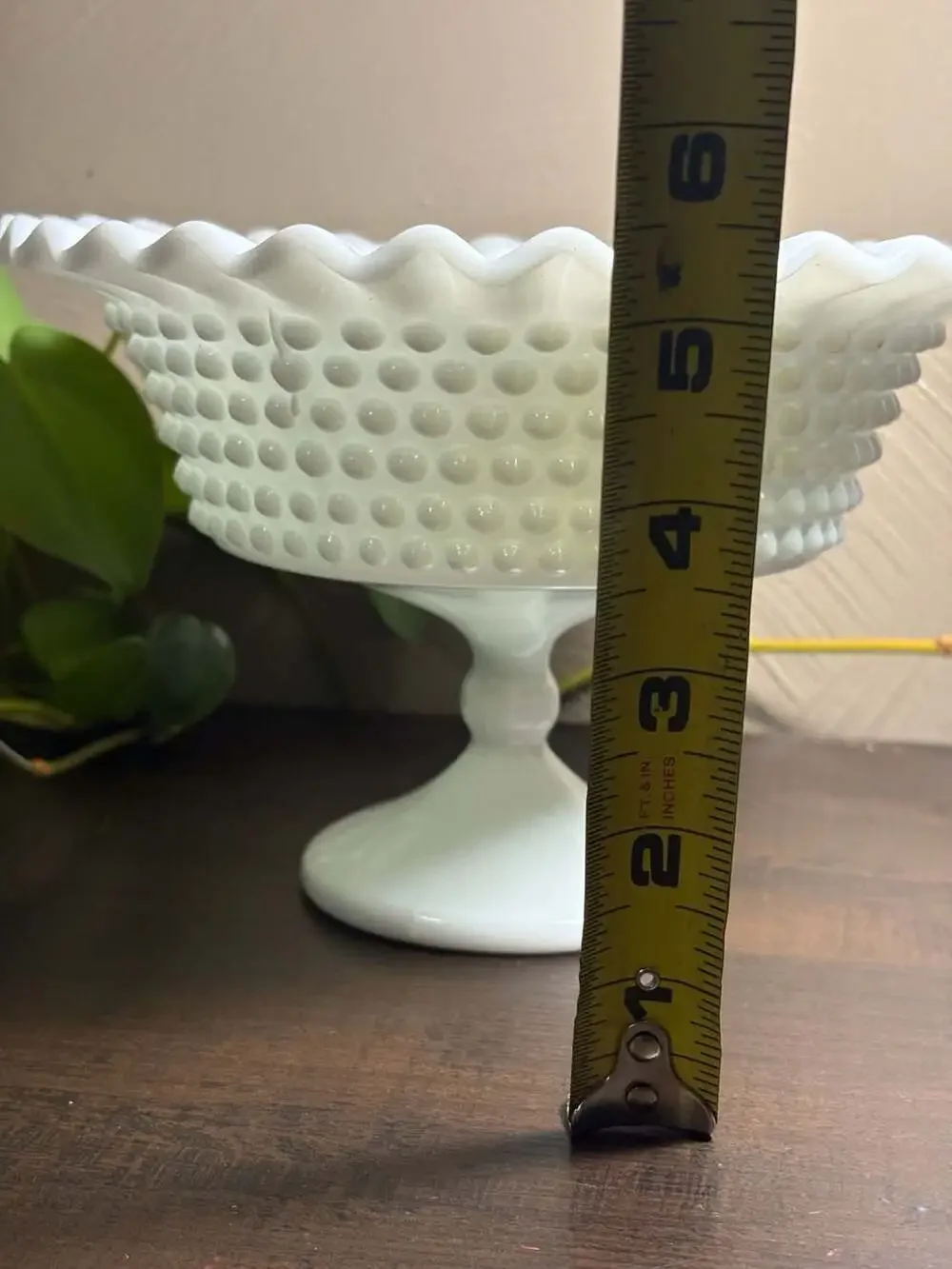 Vintage Fenton White Milk Glass Hobnail Pedestal Compote Bowl